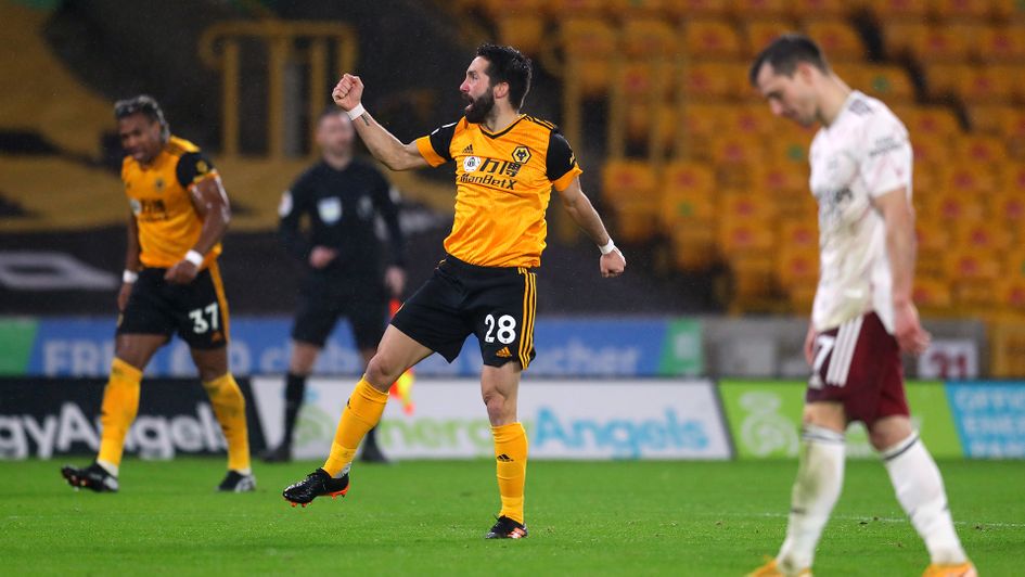 Joao Moutinho celebrates his goal against Arsenal