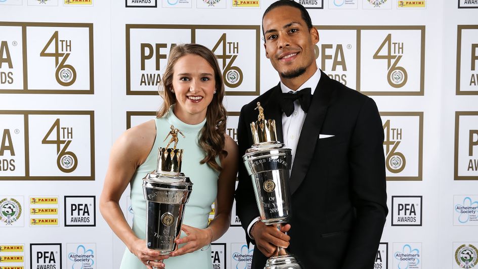 Virgil van Dijk and PFA Female Player of the Year Arsenal's Vivianne Miedema