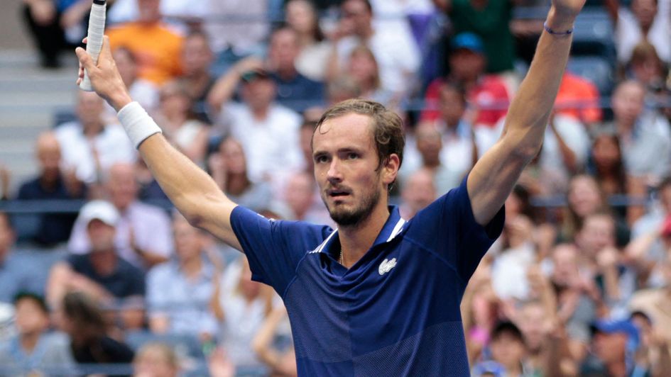 Daniil Medvedev celebrates during the US Open final