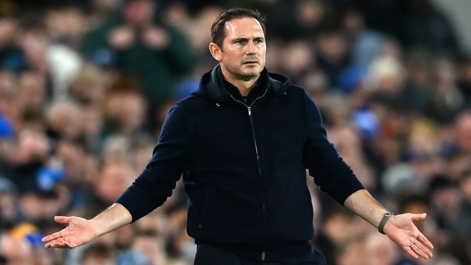 Frank Lampard reacts during another Everton defeat