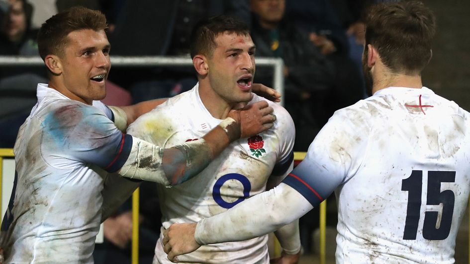 Jonny May (centre) has been one of England's shining lights in an otherwise disappointing 2018