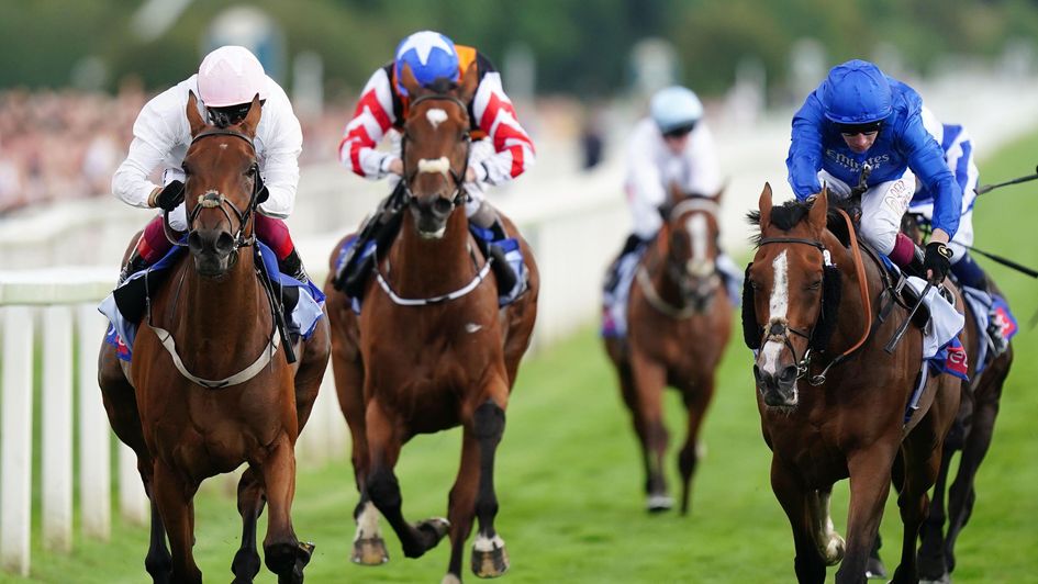 Absurde (left) winws a thrilling Sky Bet Ebor