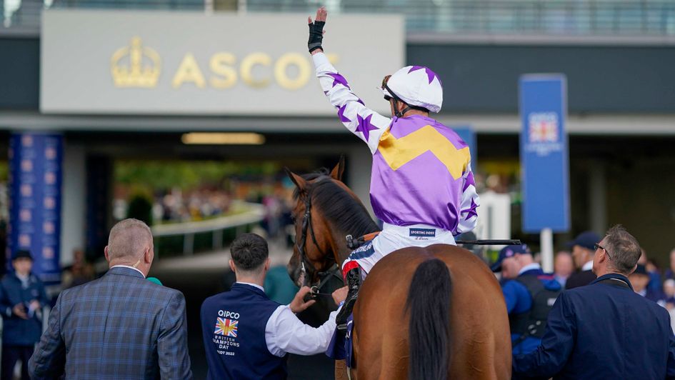 Frankie waves to the Ascot crowd, but he's not saying goodbye just yet