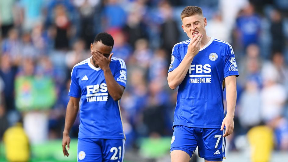 Harvey Barnes reacts following Leicester's relegation