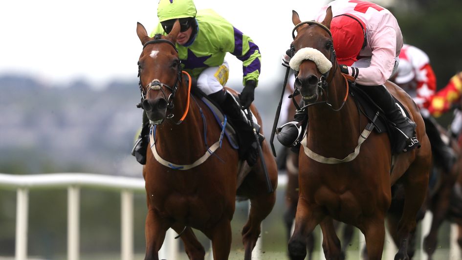 Bua Boy (left) runs in the Greatwood Hurdle