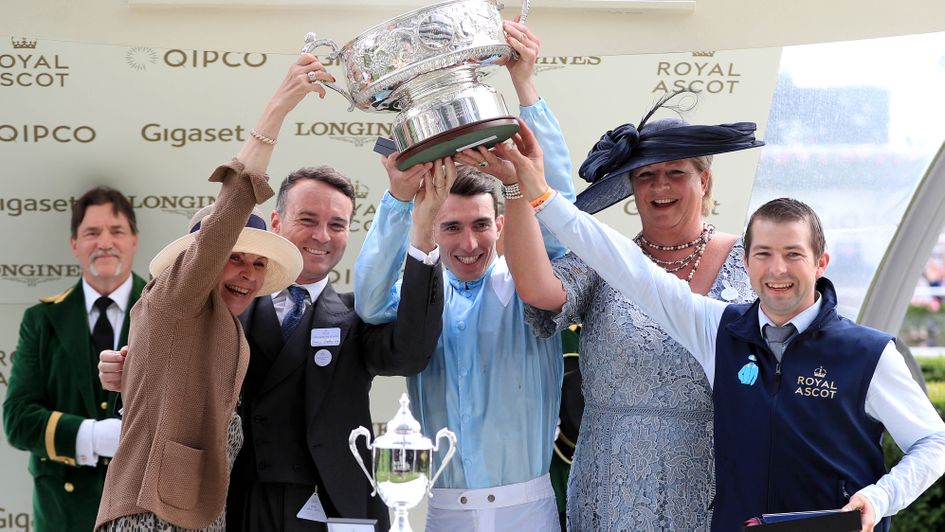 Francis-Henri Graffard celebrating at Royal Ascot