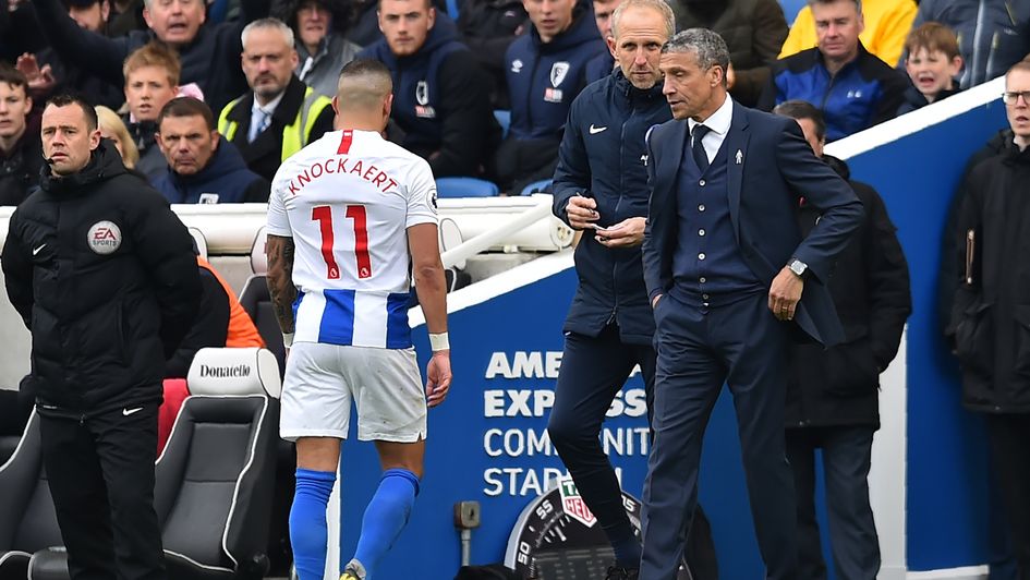 It's crunch time for Chris Hughton (right), with Brighton's Premier League status severely under threat