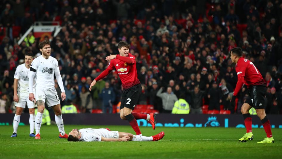 Victor Lindelof: The Swedish defender celebrates his equaliser for Man United against Burnley