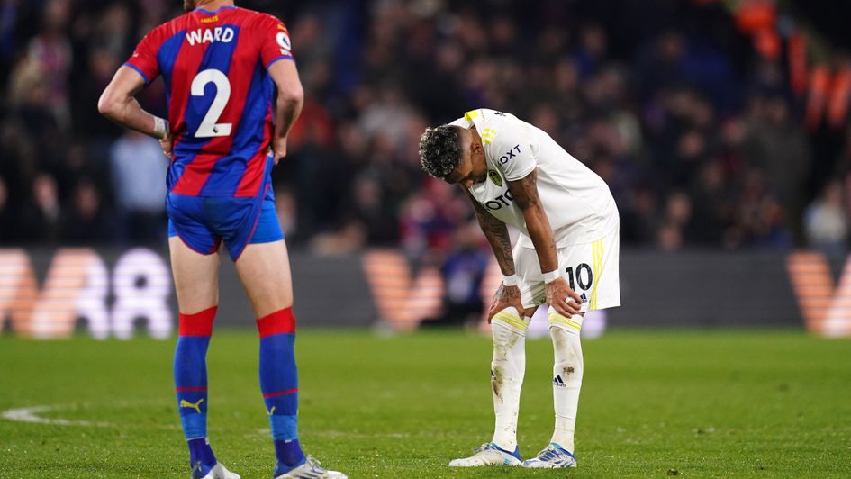 Leeds United's Raphinha (right) and Crystal Palace's Joel Ward