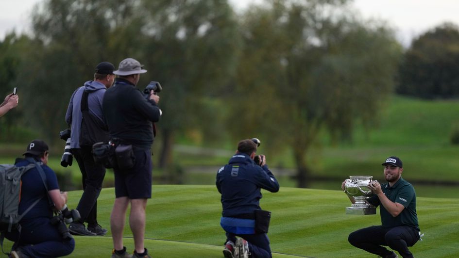 Dan Bradbury poses with the Open de France trophy