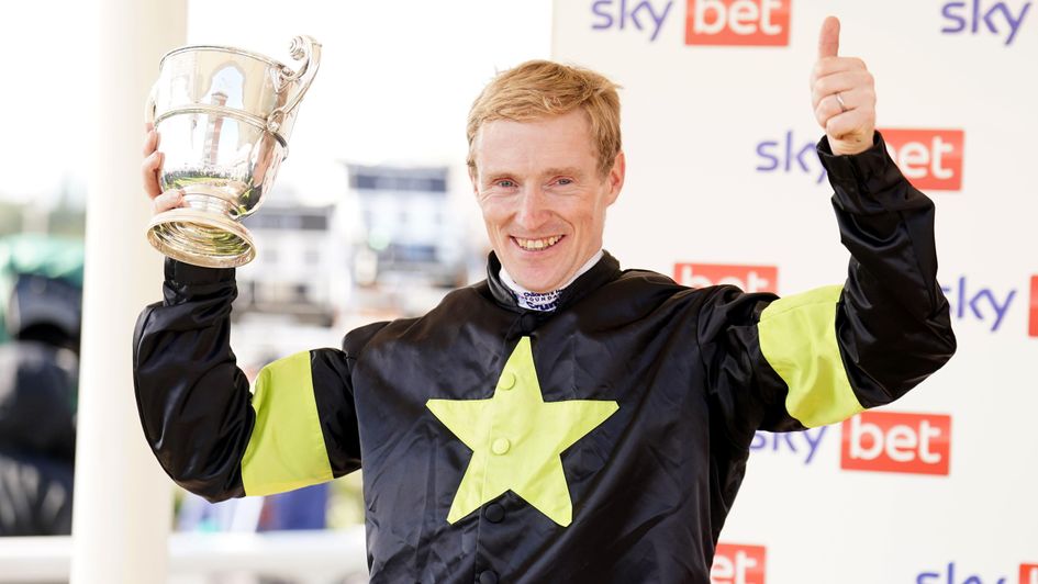 Billy Lee celebrates winning the Ebor