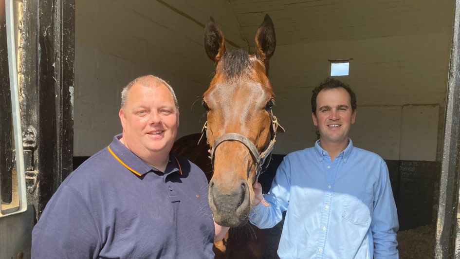 Lee Chipchase (left) with Rogue Millennium and trainer Tom Clover