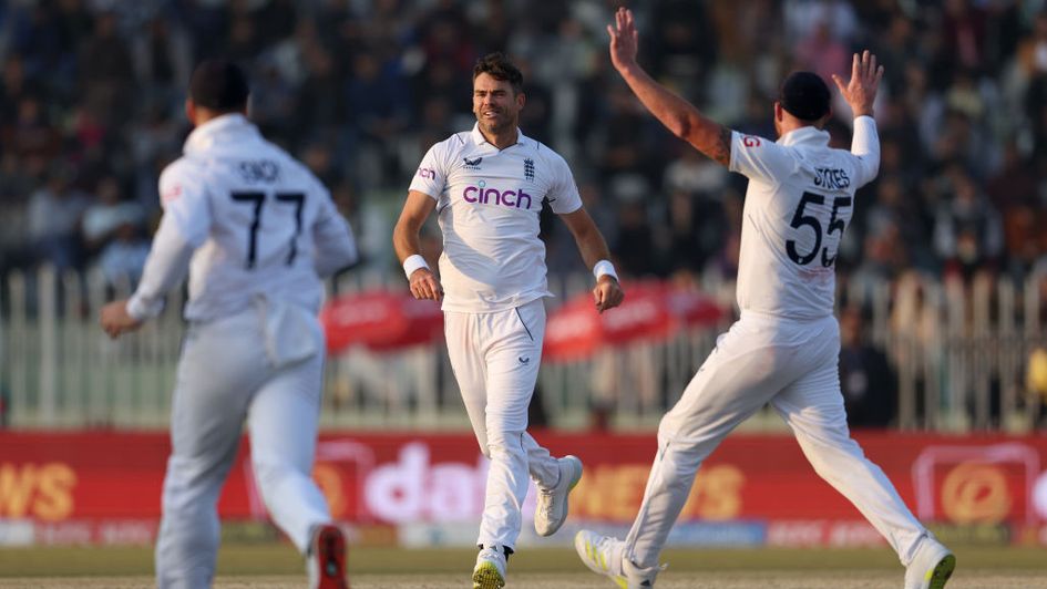 James Anderson leads England's celebrations in Rawalpindi