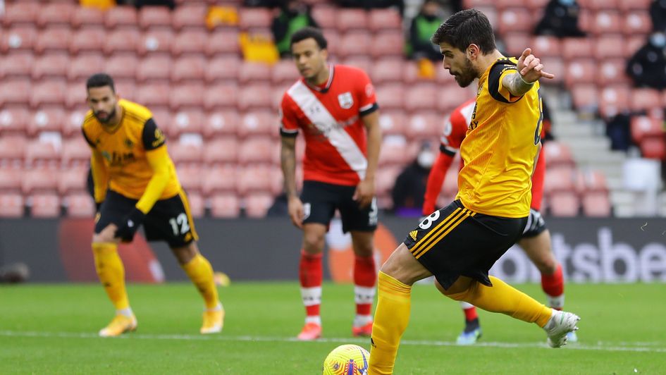 Ruben Neves scores a penalty Wolves