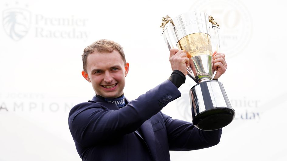Sean Bowen with his Champion Jockey trophy