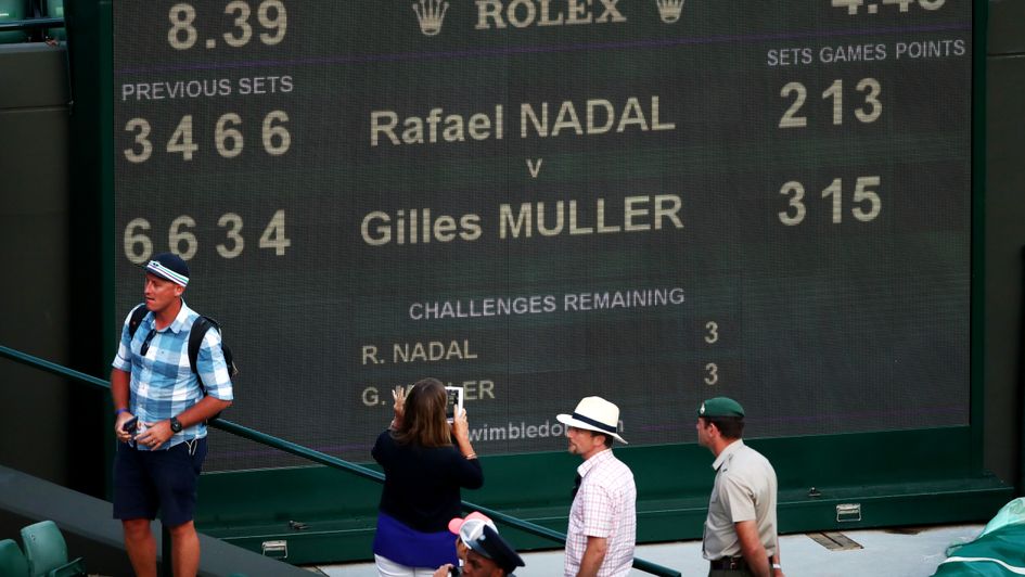 The Court One scoreboard tells the tale