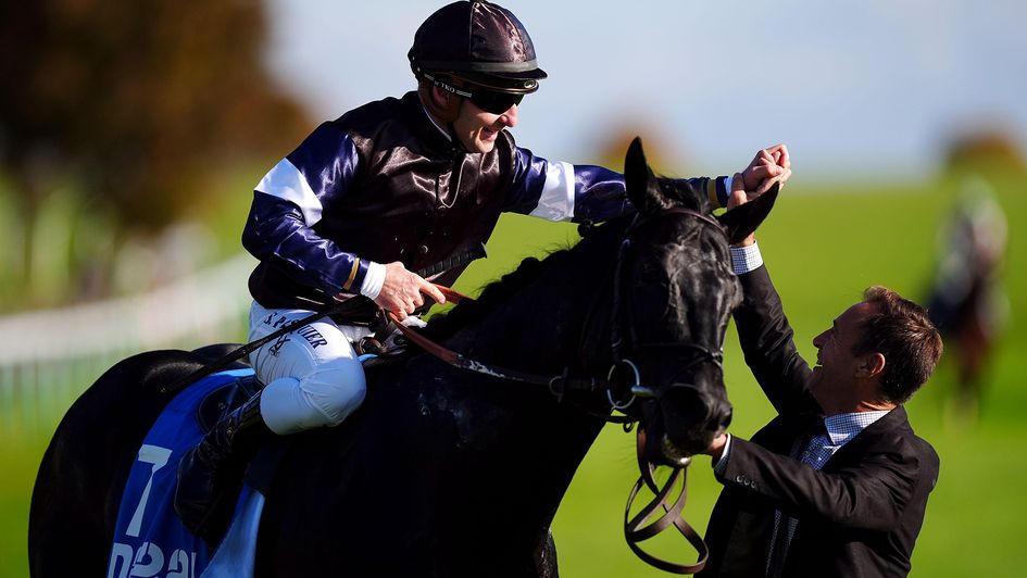 Topgear and jockey Stephane Pasquier after winning the Thoroughbred Industry Employee Awards Challenge Stakes