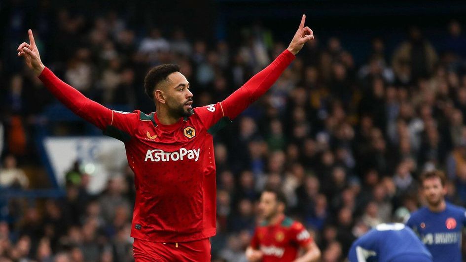 Matheus Cunha celebrates a goal for Wolves