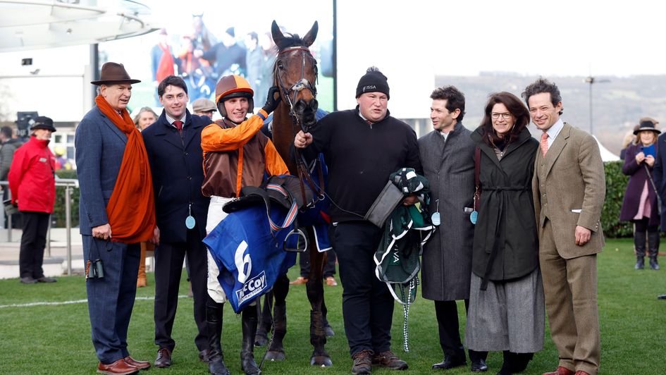 Team Noble Yeats pose for a celebration photo at Cheltenham