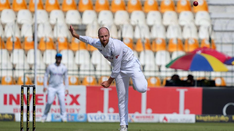 Jack Leach in full flight