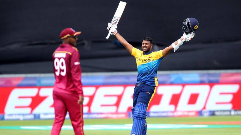 Avishka Fernando celebrates his century