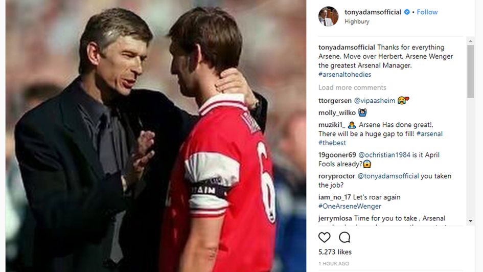 Tony Adams' tribute to Arsene Wenger