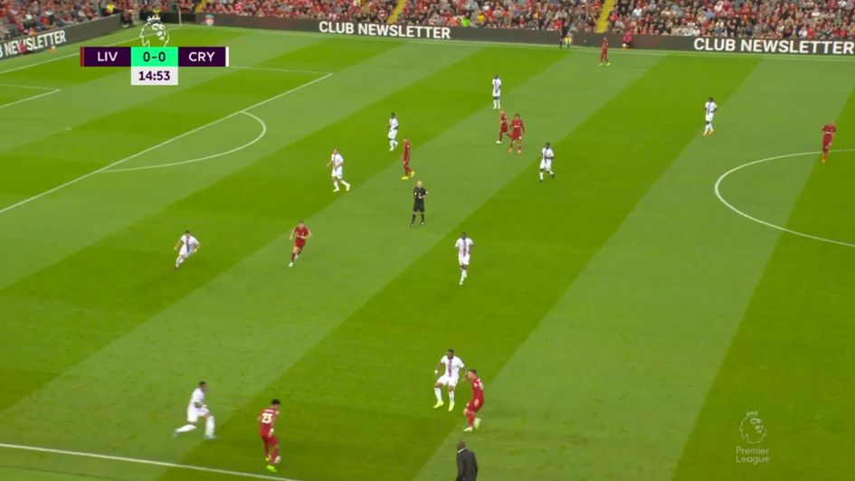 A screen grab from Liverpool's 3-0 win over Crystal Palace (21/22)