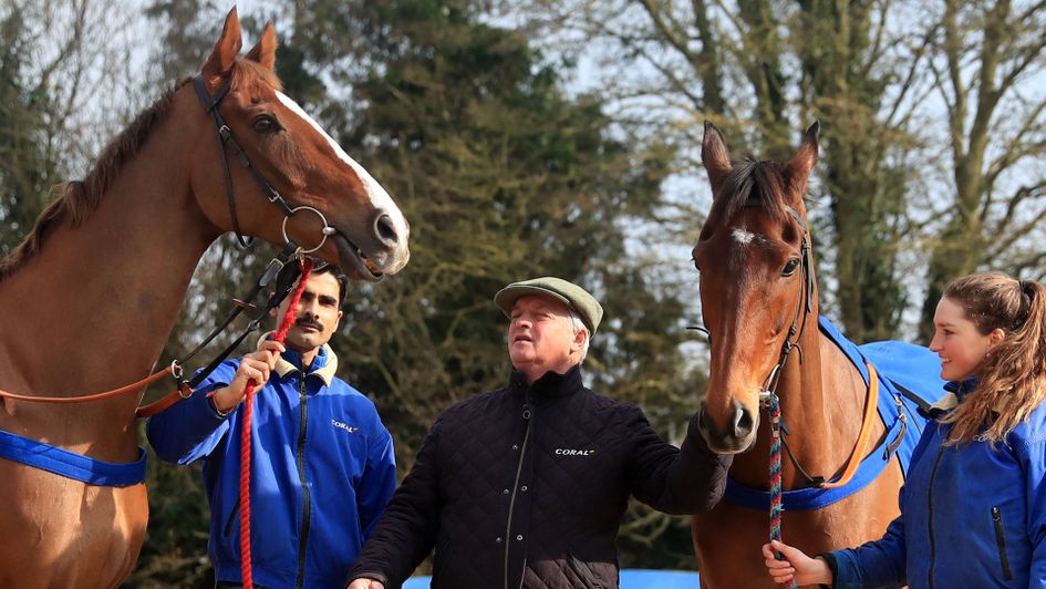 Colin Tizzard pictured with Native River (left) and Cue Card