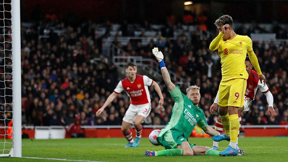 Roberto Firmino scores against Arsenal