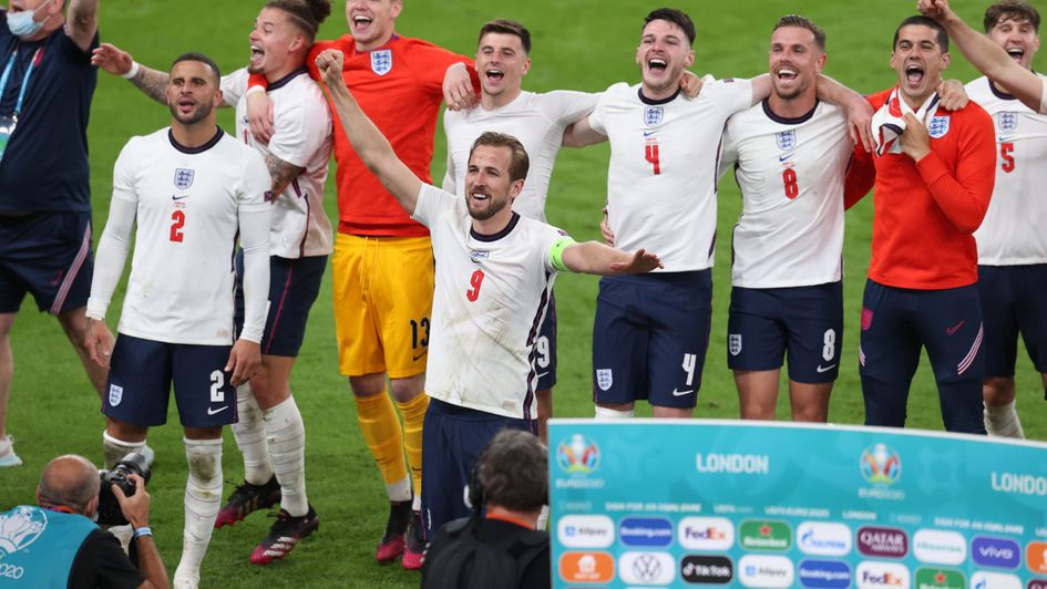 England celebrate victory over Denmark