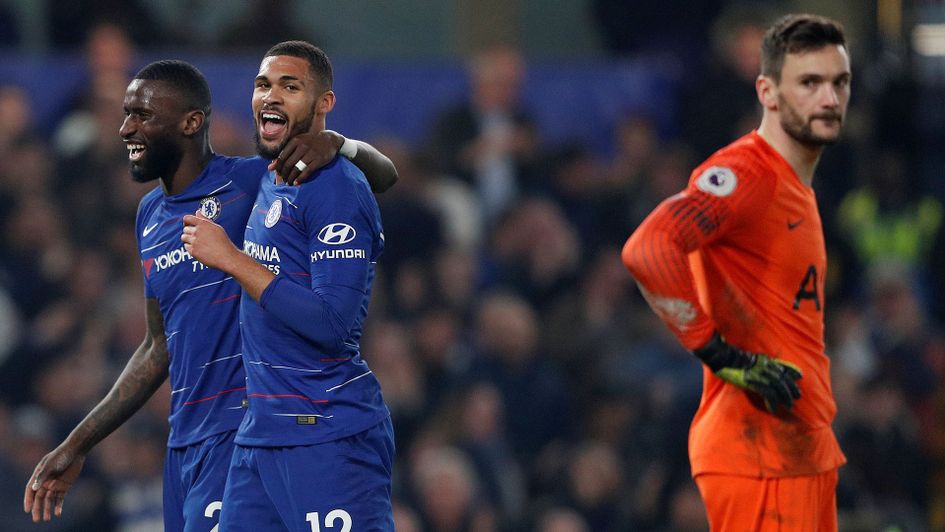 Celebrations for Chelsea after Hugo Lloris' (right) error