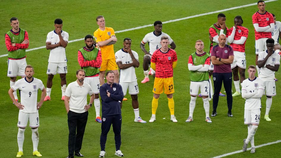 Gareth Southgate, his players and staff after England's Euros final defeat