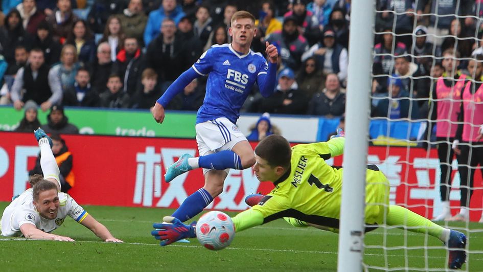 Harvey Barnes scores against Leeds