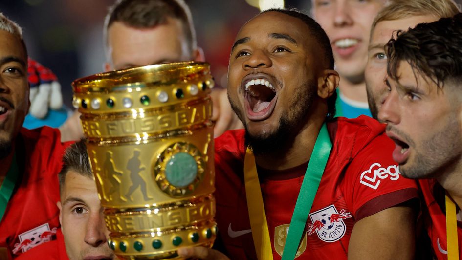 Christopher Nkunku with the DFB-Pokal