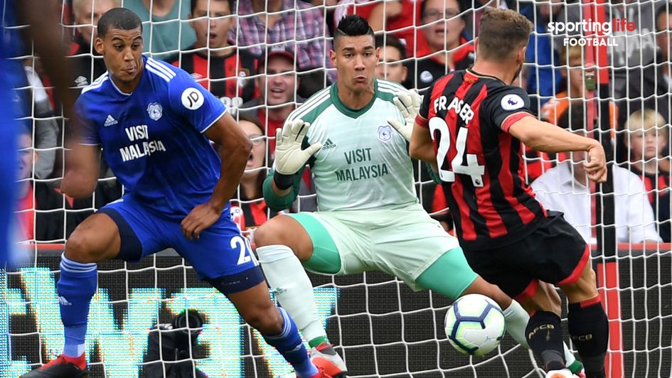 Ryan Fraser gives Bournemouth the lead against Cardiff