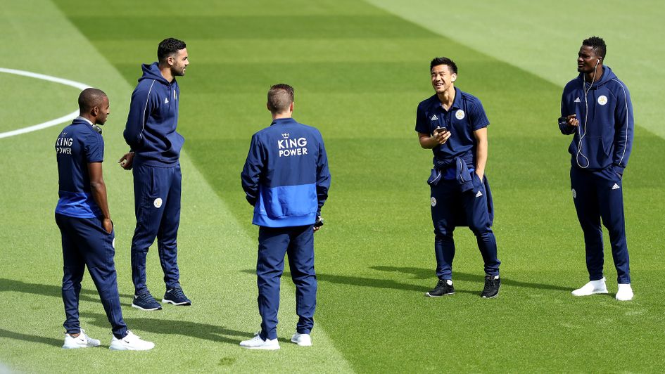 Leicester players ahead of their clash with Bournemouth