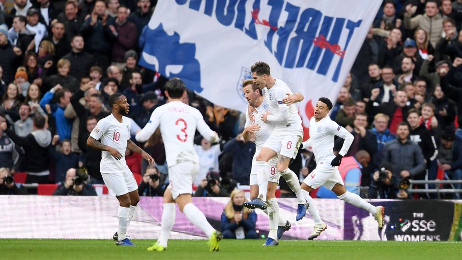 England celebrate after scoring against Croatia