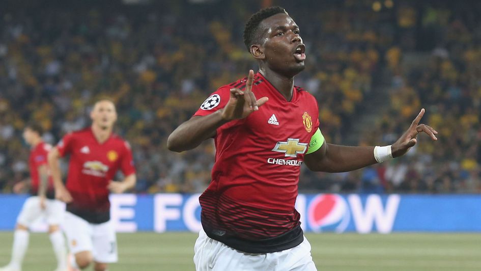 Paul Pogba: The midfielder celebrates his goal for Manchester United against Young Boys in the Champions League