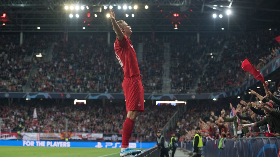 Erling Haaland celebrates one of his Champions League goals