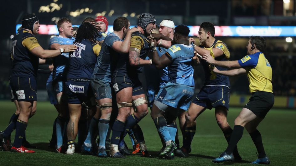 Tempers flare between Worcester and London Irish