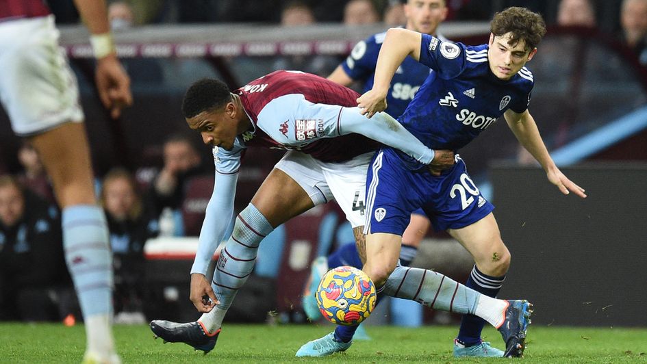 Daniel James looks to win back possession for Leeds