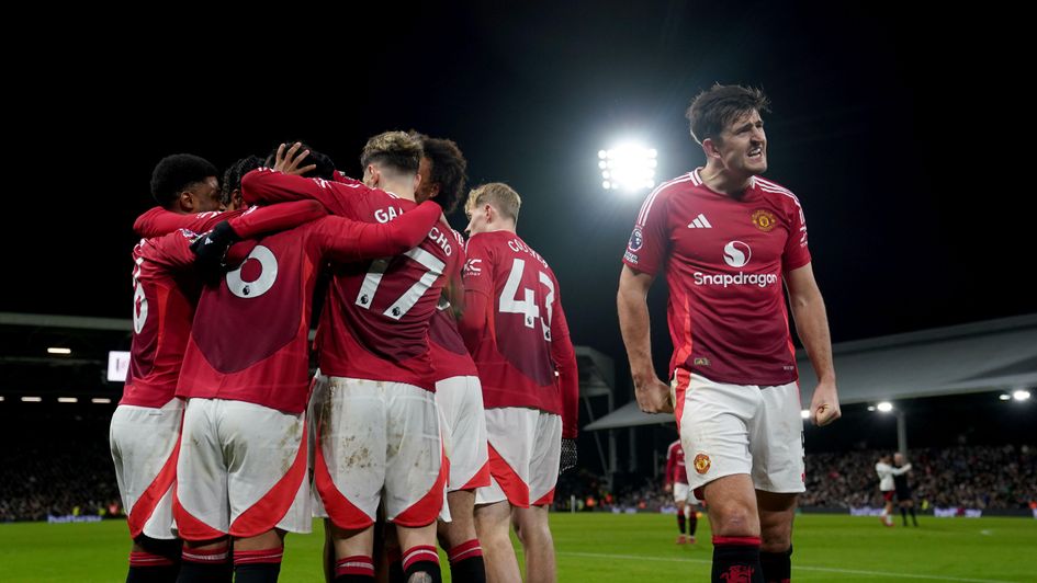 Celebrations for Manchester United at Craven Cottage