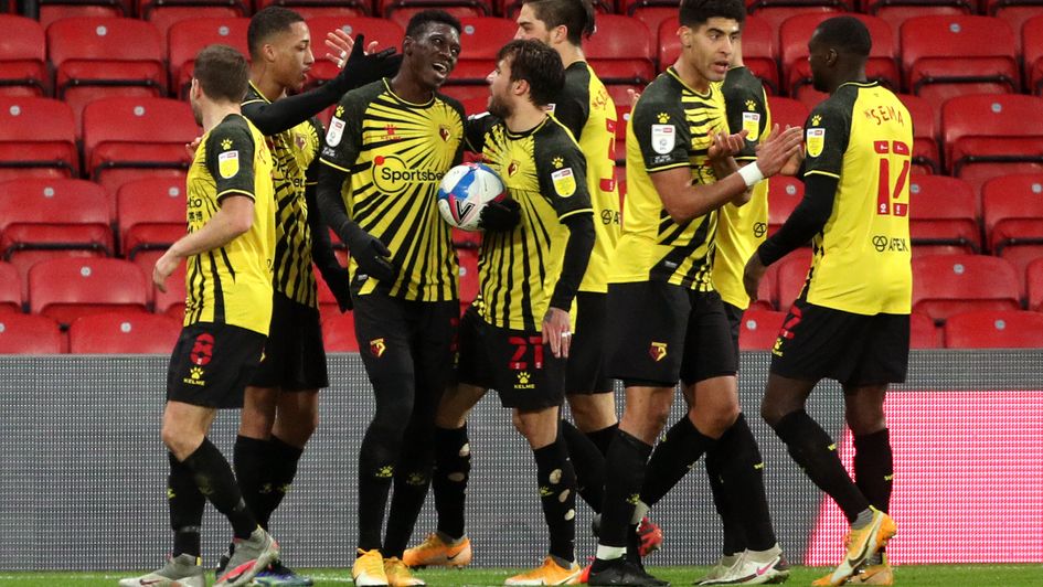 Watford celebrate their win over Huddersfield Town