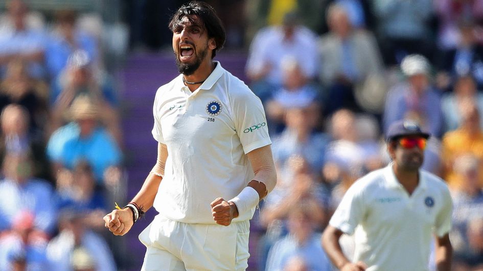 Ishant Sharma celebrates the wicket of Joe Root