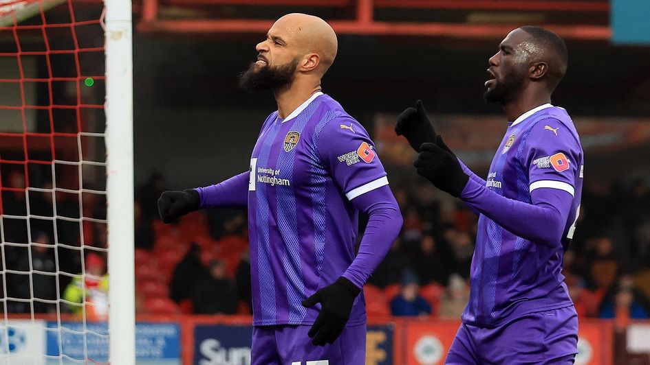 Notts County duo David McGoldrick (L) and Alassana Jatta