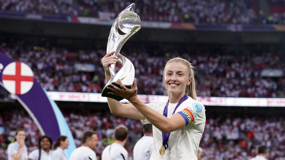 England captain Leah Williamson with the Euros trophy