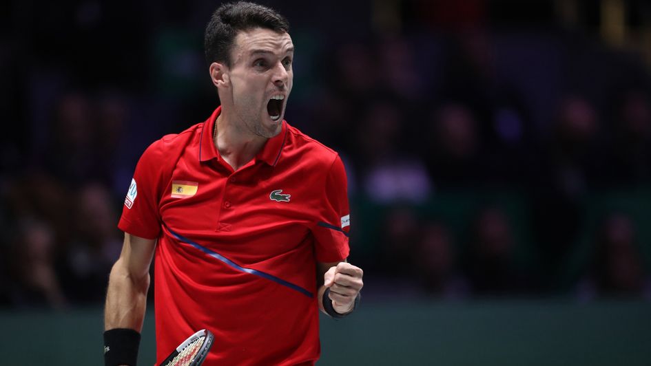 Roberto Bautista Agut of Spain celebrates