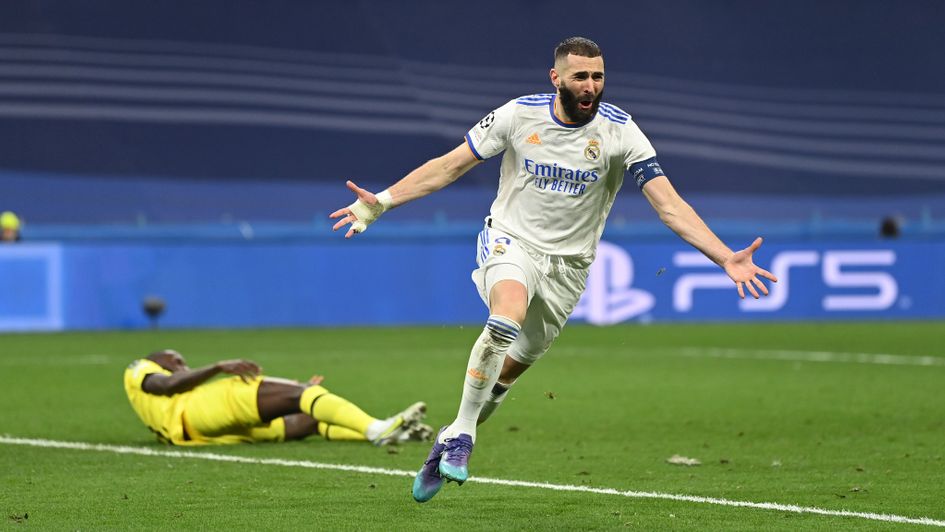 Karim Benzema celebrates his extra-time winner over Chelsea