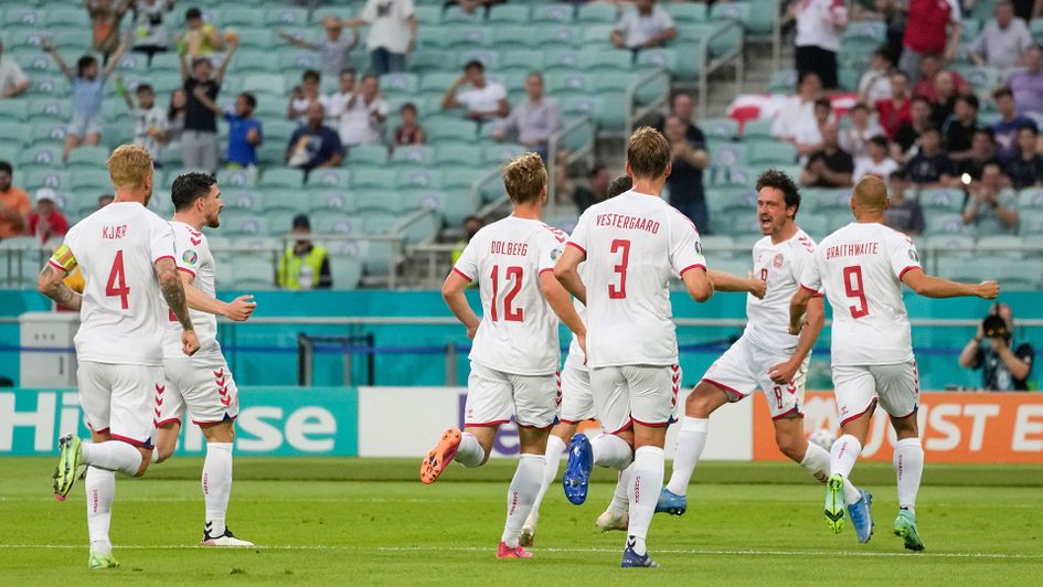 Denmark celebrate Thomas Delaney's goal against Czech Republic