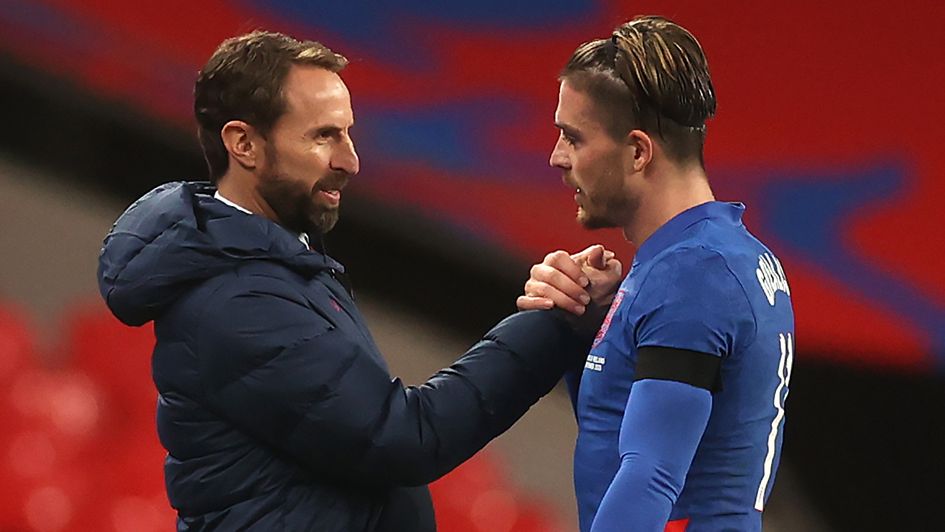 Jack Grealish (right) and Gareth Southgate